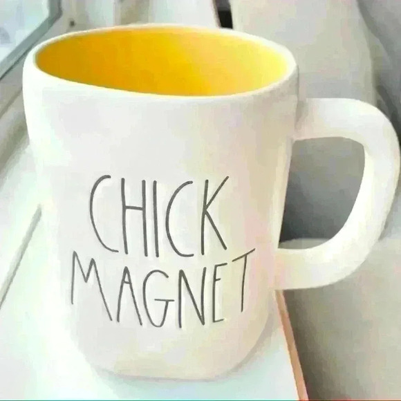 NEW Rae Dunn - CHICK MAGNET - YELLOW Interior Cute Coffee Mug/Cup - HTF - Picture 5 of 13